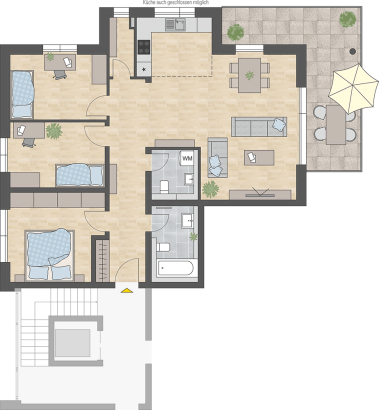 Grundriss 4-Zimmer Wohnung